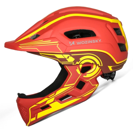 WOZINSKY Kask rowerowy fullface dziecięcy z tylną lampką USB 52-56 cm