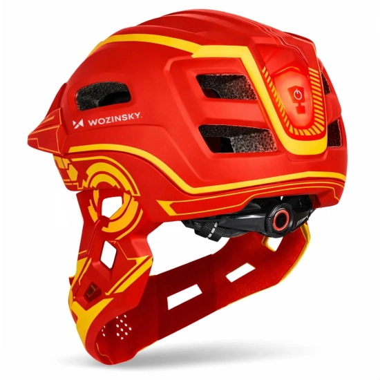 WOZINSKY Kask rowerowy fullface dziecięcy z tylną lampką USB 52-56 cm