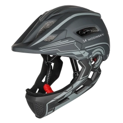 WOZINSKY Kask rowerowy fullface dziecięcy z tylną lampką USB 52-56 cm