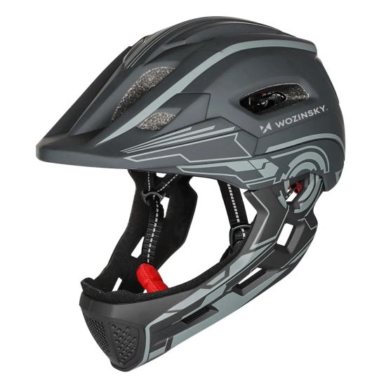 WOZINSKY Kask rowerowy fullface dziecięcy z tylną lampką USB 52-56 cm