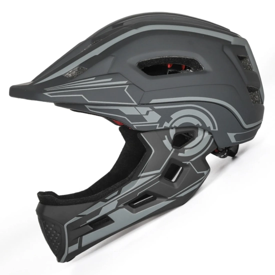 WOZINSKY Kask rowerowy fullface dziecięcy z tylną lampką USB 52-56 cm