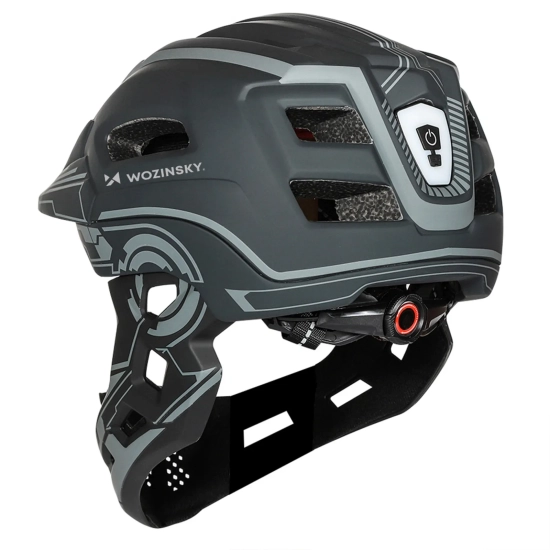 WOZINSKY Kask rowerowy fullface dziecięcy z tylną lampką USB 52-56 cm