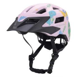 WOZINSKY Kask rowerowy dziecięcy MTB z odpinanym daszkiem 52-56 cm - różowy