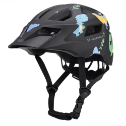WOZINSKY Kask rowerowy dziecięcy MTB z odpinanym daszkiem 52-56 cm - czarny