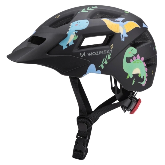 WOZINSKY Kask rowerowy dziecięcy MTB z odpinanym daszkiem 52-56 cm - czarny