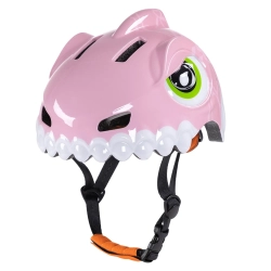 WOZINSKY Kask rowerowy dziecięcy 52-56 cm - różowy dinozaur