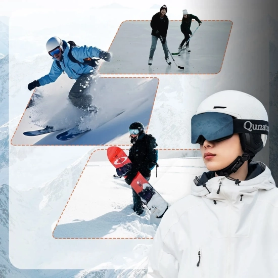 ROCKBROS Kask narciarski snowboardowy z nausznikami rozmiar L - biały