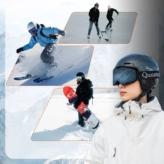 ROCKBROS Kask narciarski snowboardowy z nausznikami rozmiar L - czarny