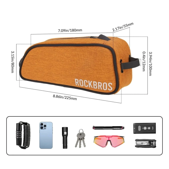 ROCKBROS Torba rowerowa na górną rurę ramy wodoodporna 0.7L - pomarańczowa