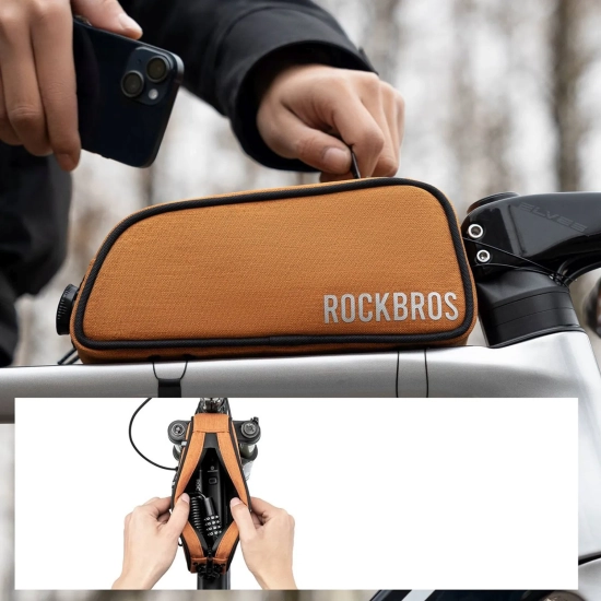 ROCKBROS Torba rowerowa na górną rurę ramy wodoodporna 0.7L - pomarańczowa