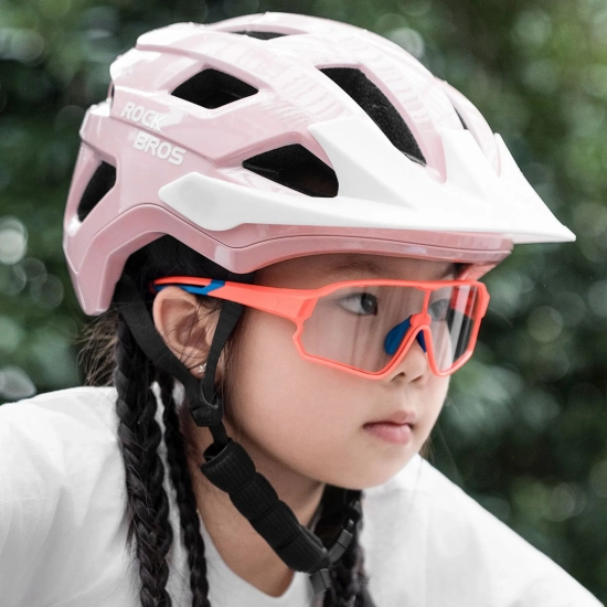ROCKBROS Kask rowerowy młodzieżowy z odpinanym daszkiem 54-58 cm - różowy