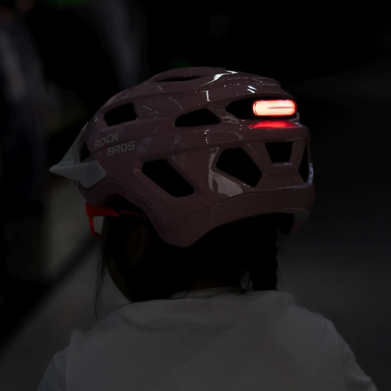 ROCKBROS Kask rowerowy młodzieżowy z odpinanym daszkiem 54-58 cm - różowy
