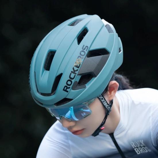 ROCKBROS Kask rowerowy LK-15 z włókna węglowego 58-62 cm - jasnoniebieski