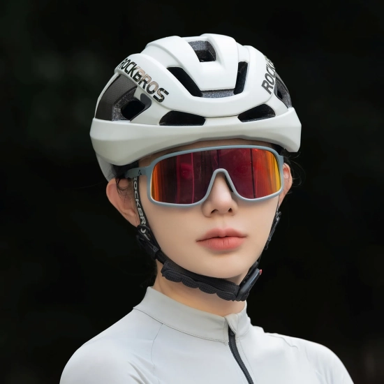 ROCKBROS Kask rowerowy LK-15 z włókna węglowego 58-62 cm - jasnoszary