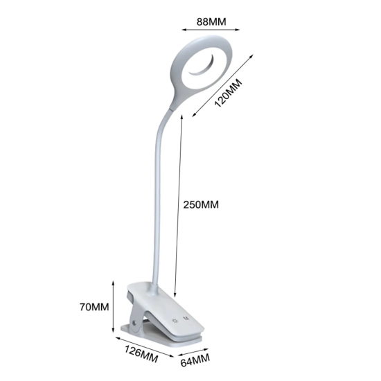 WOZINSKY Mini lampka bezprzewodowa LED do czytania z klipsem kablem USB-C