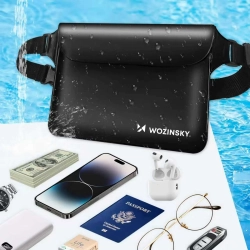 WOZINSKY Saszetka nerka wodoodporna PVC na telefon dokumenty - czarna