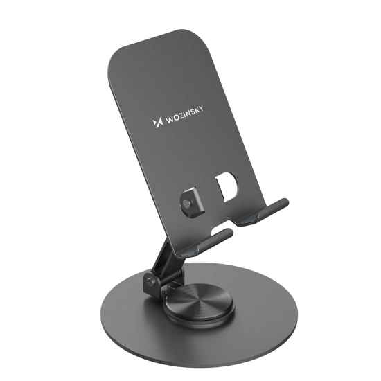 WOZINSKY Podstawka stojak obrotowy metalowy pod telefon tablet - szary