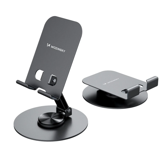 WOZINSKY Podstawka stojak obrotowy metalowy pod telefon tablet - szary