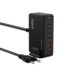 WOZINSKY Stacja ładująca biurkowa 3x USB-A 5x USB-C GaN QC3 440W - czarna