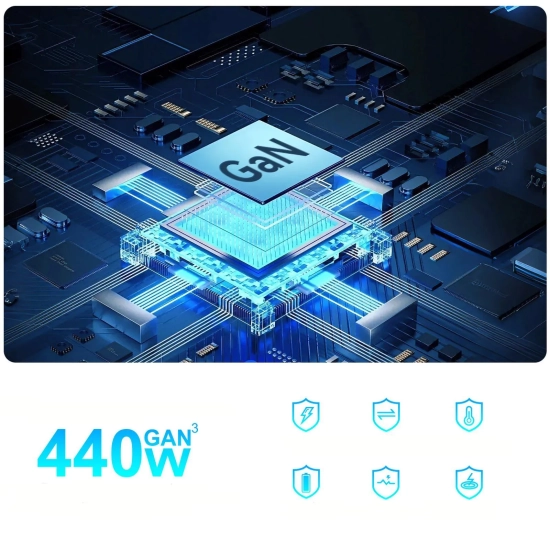WOZINSKY Stacja ładująca biurkowa 3x USB-A 5x USB-C GaN QC3 440W - czarna