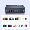 WOZINSKY Stacja ładująca biurkowa 4x USB-A 4x USB-C GaN QC3 240W - czarna