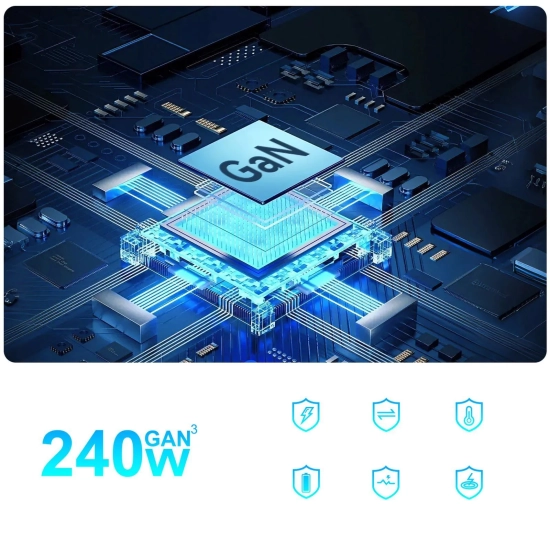 WOZINSKY Stacja ładująca biurkowa 4x USB-A 4x USB-C GaN QC3 240W - czarna