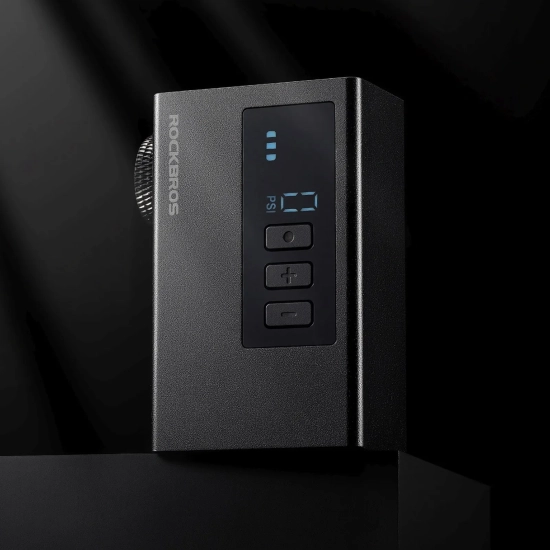 ROCKBROS Pompka akumulatorowa kompresor LED 420mAh 120 psi - czarna