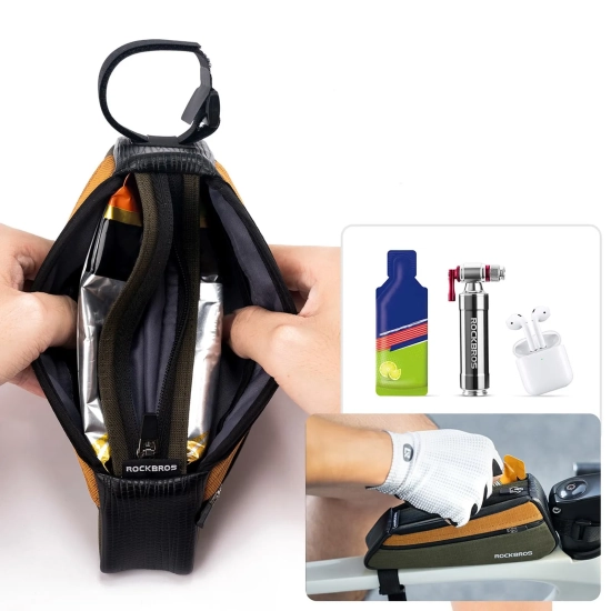 ROCKBROS Torba rowerowa na górną rurę ramy 0.25L - zielono pomarańczowa