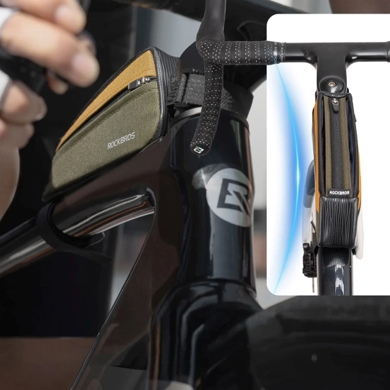 ROCKBROS Torba rowerowa na górną rurę ramy 0.25L - zielono pomarańczowa