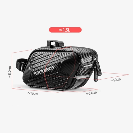 ROCKBROS Torba rowerowa podsiodłowa o sztywnej konstrukcji 1.5L - czarna