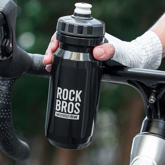 ROCKBROS Bidon rowerowy butelka na wodę napoje 600 ml - czarny