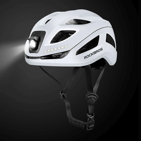 ROCKBROS Kask rowerowy ze zintegrowanym oświetleniem wielokierunkowym