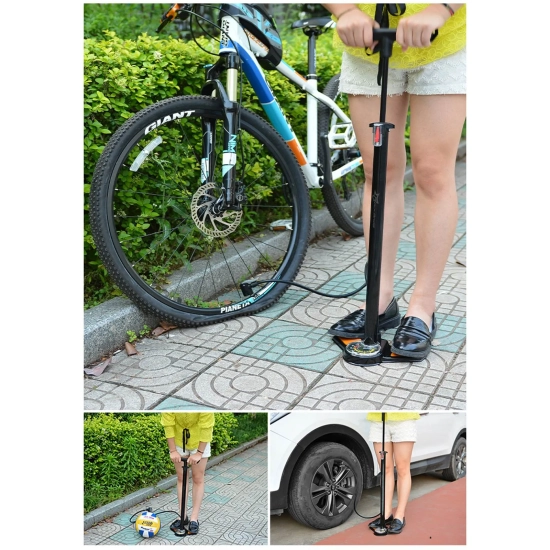 ROCKBROS Pompka rowerowa podłogowa z manometrem - czarno pomarańczowa