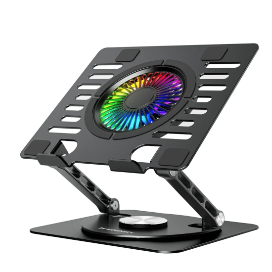 WOZINSKY Podstawka chłodząca z obrotem 360 pod laptop tablet RGB - czarna