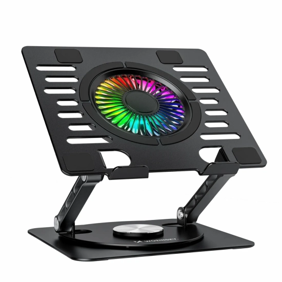 WOZINSKY Podstawka chłodząca z obrotem 360 pod laptop tablet RGB - czarna