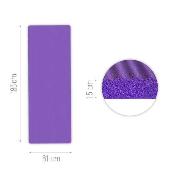 WOZINSKY Mata gimnastyczna do ćwiczeń fitness jogi gruba 183 x 61 x 1.5 cm