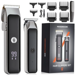MAXGROOM Maszynka do strzyżenia z trymerem 7 nasadek LED USB-C - zestaw