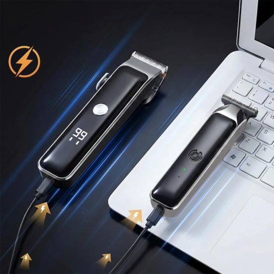 MAXGROOM Maszynka do strzyżenia z trymerem 7 nasadek LED USB-C - zestaw