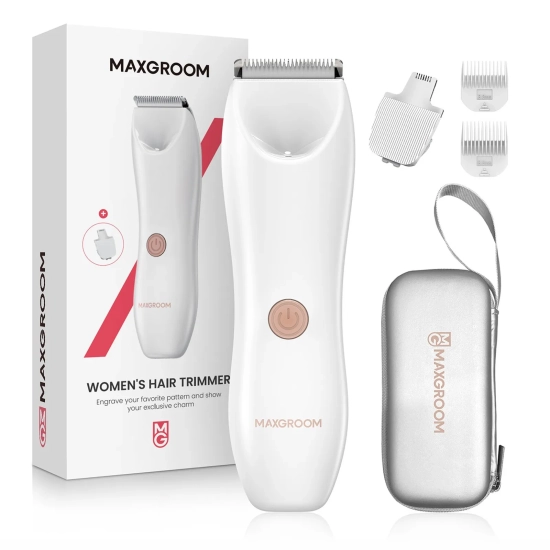 MAXGROOM Trymer damski 2w1 wodoodporny do ciała i twarzy biały - zestaw