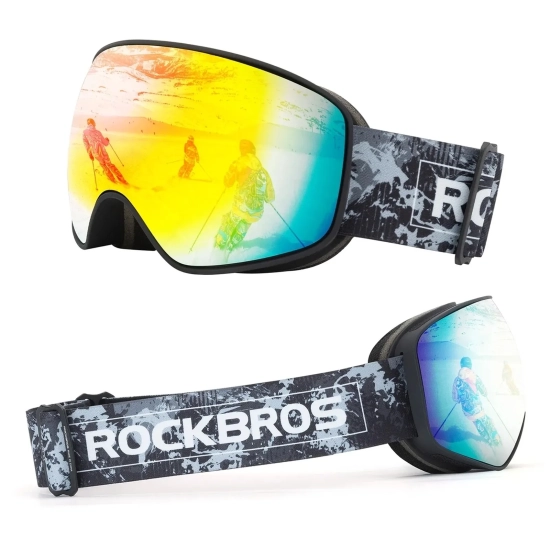 ROCKBROS Gogle narciarskie dla dzieci przeciwmgielne UV szara soczewka z