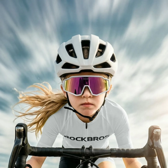 ROCKBROS Okulary rowerowe polaryzowane czerwone soczewki z matową biała