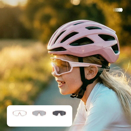 ROCKBROS Okulary rowerowe fotochromowe z ochroną UV400 dla dzieci - różowe