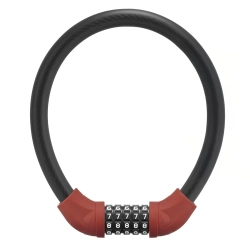 ROCKBROS Zapięcie rowerowe na szyfr ze stalową linką 55 cm - czerwone