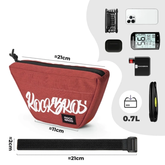 ROCKBROS Torba rowerowa na kierownicę trapezoidalna 0.7 l - czerwona