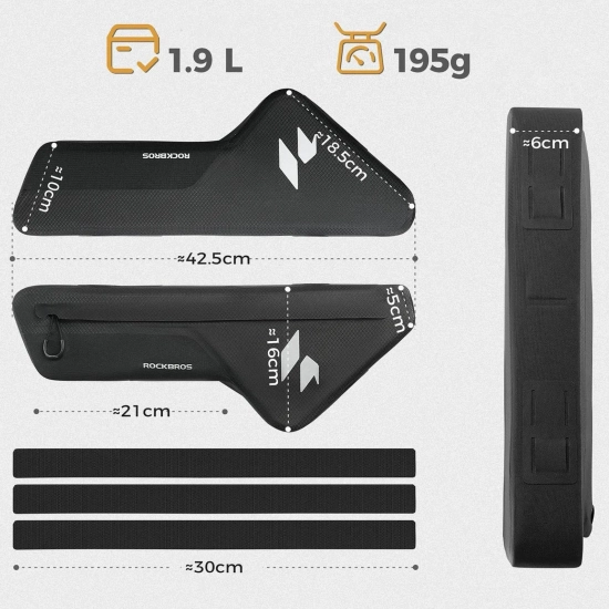 ROCKBROS Torba rowerowa pod ramę wodoodporna 1.9 l - czarna