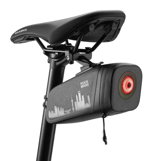 ROCKBROS Torba rowerowa podsiodłowa lekka z inteligentną lampką tylną