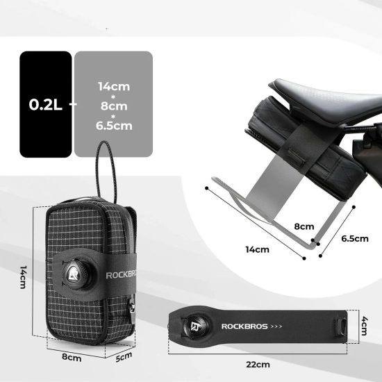 ROCKBROS Torba rowerowa podsiodłowa 0.2 l z uchwytem na bidon 0.6 l