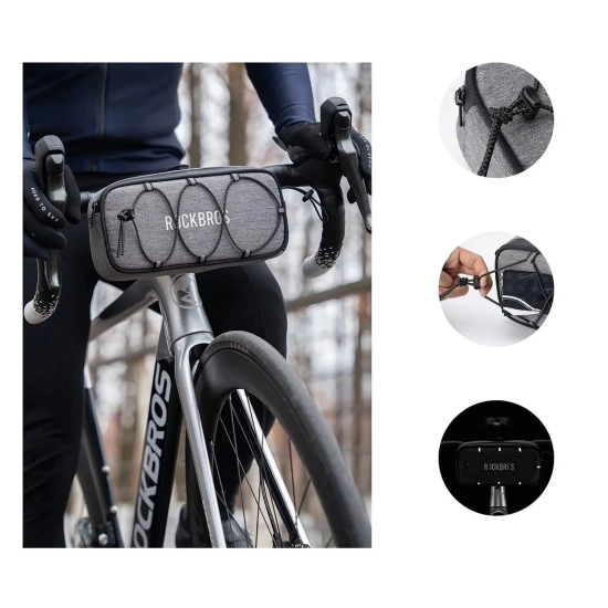 ROCKBROS Torba sakwa rowerowa na kierownicę wodoodporna 1.9 l - szara