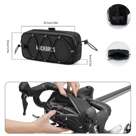 ROCKBROS Torba sakwa rowerowa na kierownicę wodoodporna 1.9 l - czarna