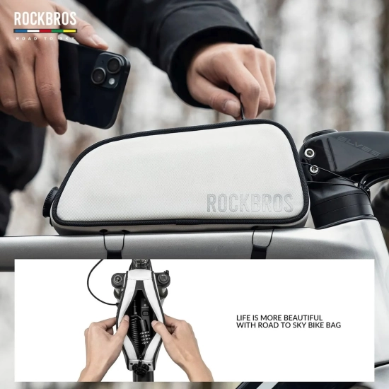 ROCKBROS Torba rowerowa na ramę wodoodporna 0.7 l - biała